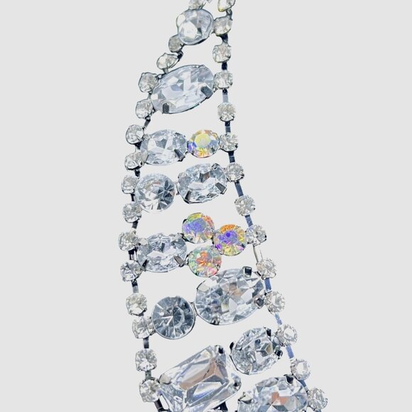 Kirks Folly Silver Tone Aurora Borealis And Clear Rhinestone Collar Necklace (59 - Picture 3 of 10